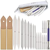WOWOSS 21 Piezas Lapices De Dibujo Artístico y Difuminos de Papel Set de Tortillon con 2 Piezas de Sacapuntas en Papel…